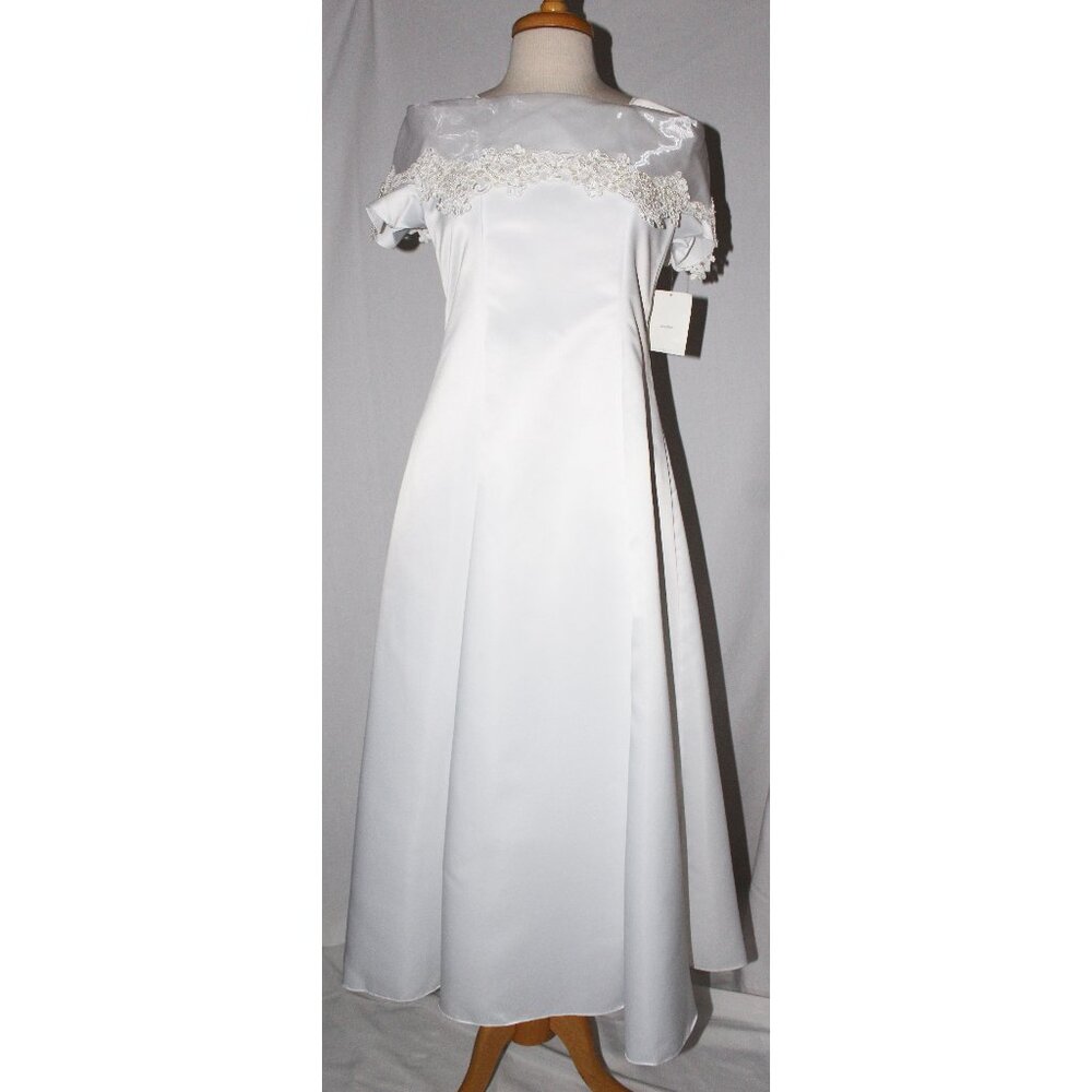 Kid Collection #2013 Long Communion Dress in Satin-Size Girls 16-WHITE-NWT
